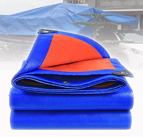 GZGLZDQ Plane wasserdichte PE Abdeckplane Für Garten Trampolin Auto Camping Gartenarbeit Verstärkte Ösen Universal Blau/Orange Abdeckplane (Farbe : Blue/Orange, Größe : 3mx4m)