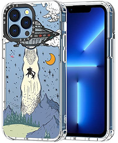 MOSNOVO Case for iPhone 13 Pro, [Buffertech 6.6ft Military-Grade Drop Protection] [Anti Peel Off Tech] Clear TPU Bumper Phone Case Cover Design - UFO