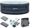 Outsunny Piscina Idromassaggio Gonfiabile con 108 Getti, Spa Riscaldante fino 42℃ con Filtro e Pompa Esterna Separata, 195x195cm, per 4-6 Persone, Blu Scuro
