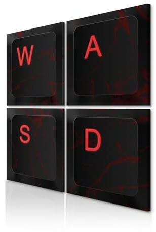 decomonkey Wandbilder Set Gaming Tastatur 4 Teilig jedes Teil 40x40 cm PC | Strukturleinwand, Holzkeilrahmen, Leinwandbilder, Bild auf Leinwand, Kunstdruck, Wanddeko, Wohnzimmer, Wanddekoration, Gamer