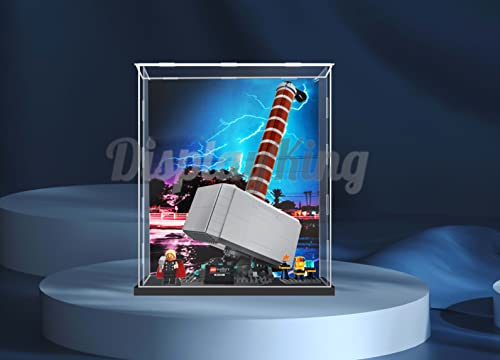 DK DISPLAYKING Vitrine en acrylique pour Lego Marteau de Thor 76209 (ensemble Lego non inclus) (avec fond à thème)