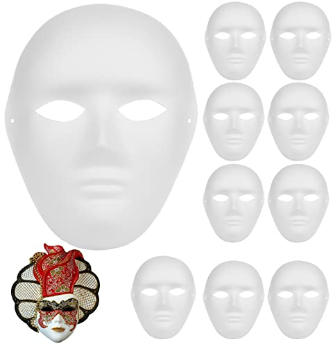 Nizirioo Weißes Papier Maske - DIY Halloween Maske zum Bemalen Kinder Weiße Maskerade-Masken Überstreichbare Papiermasken für Karneval Cosplay Halloween Party, Basteln Kindergeburtstag
