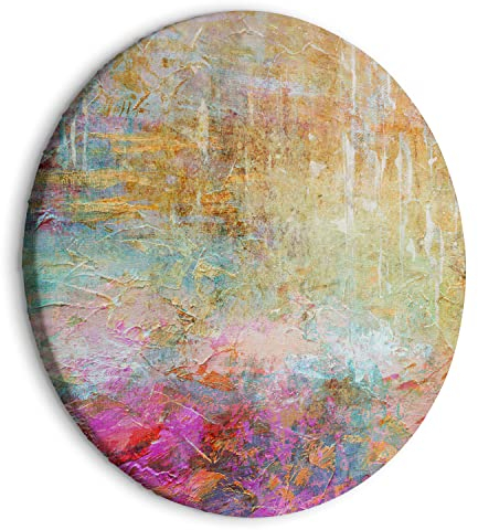 B&D XXL - runde Bilder Abstrakt 80x80 cm Leinwandbild 1 tlg Kunstdruck modern Wandbilder XXL Wanddekoration Design Wand Bild Struktur Textur bunt wie gemalt a-A-10096-bc-a