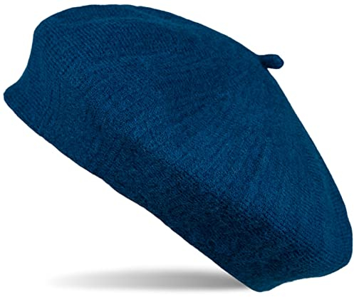 styleBREAKER Damen Feinstrick Baskenmütze mit dezentem Streifen Muster, Winter, Barett, Béret, Franzosen Mütze 04024200, Farbe:Petrol