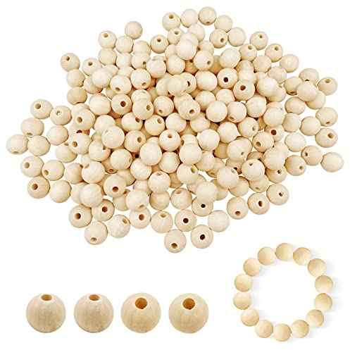 Uootach 200 Stück 20 mm Natürliche Runde Holzperlen, Perlen aus Lotusholz, Natürliche runde Holzperlen, Einfach zu fädelnde Schmuckarmbänder, Bastelarbeiten, dekorative Accessoires