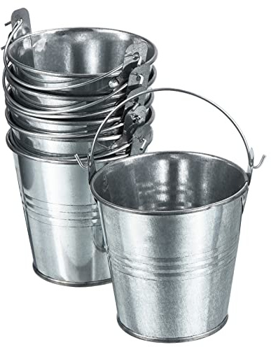 PATIKIL Lot de 6 mini seaux en métal colorés de 7,6 cm de hauteur avec poignées pour petites plantes grasses, argent vif