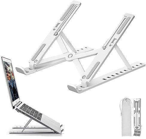 Eowppue Portable Laptop Stand with 10-Level Adjustable Height & Cooling Functionality - Ergonomic, Versatile Support for Laptops, Tablets - Lightweight, Ideal for Home, Office, Work, or Travel