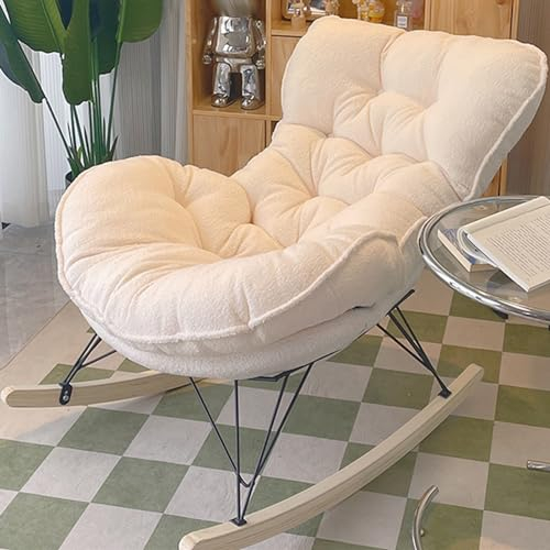 YVYKFZD Schaukelstuhl für Kinderzimmer, bequemer gepolsterter Schaukelsessel, Relaxsessel mit hoher Rückenlehne, für Schlafzimmer, Balkon, Büros, Babyzimmer, Tragfähigkeit 190 kg (Color : Beige)
