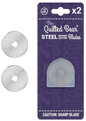 The Quilted Bear Rollschneider Ersatzklingen 18mm - Rollschneider für Stoff, Titanstahl, universell verträglich, Nähzubehör, Schneiderad für Stoff, Patchwork, Steppung geeignet für dicke Stoffe