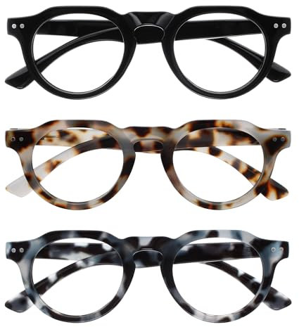 OPULIZE RIO Lunettes de Lecture Anti-Lumière Bleue Lot de 3 - Monture Partie Supérieure Droite - Noir, Marron, Bleu - Hommes et Femmes - BBB53-123 - +2.00