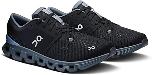 On Cloud X 4 Herren-Sneaker, Schwarz/Chambray, 11,5