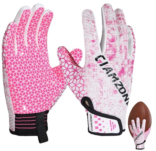 GIAMZONP Guantes de fútbol para jóvenes, guantes receptores de fútbol con alto agarre para niños y niñas, color rosa, talla S