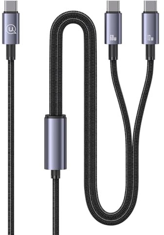 enablink Cable de Carga Multi USB C, 2 en 1 60W+12W Multi Cable de Carga rápida, USB C Cable de Carga 3 A de nailon, Compatible con Teléfono 16/15 / 15 Pro Max/Galaxy S22 / Tabletas, 1.2M