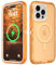 Follaroma for iPhone 15 Pro Max Case, Compatible with MagSafe, Dual Layer Transparent Magnetic Phone Cases, Heavy Duty Shockproof and Anti-Drop Protective Cover for iPhone 15 ProMax, 6.7'', Orange