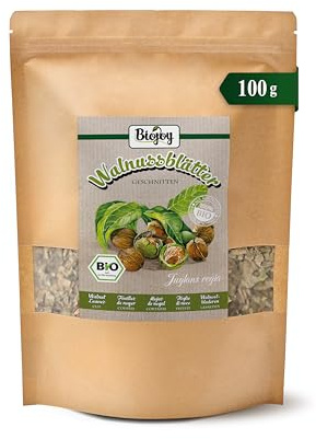 Biojoy Hojas de nogal BIO, secas, infusión, 100 g | Infusión a granel, cortada, Juglans regia L.