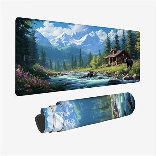 Tapis de Souris Ours Tapis de Souris Gamer Grand 1600x800x3mm Tapis de Souris XXL Cabine Bords Cousus Tapis de Bureau,Base en Caoutchouc Antidérapant,Tapis de Clavier Lavable,Bureau Cadeaux YX-558