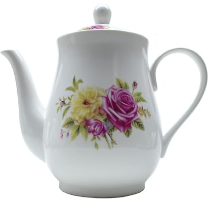 Théière en porcelaine de style européen, bouilloire vintage en céramique (1,4 l)