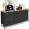 KIRVOVIY Chest of Drawers, Fabric Storage Drawer for Bedroom, TV Stand with 7 Drawers, Castors and Metal Frame (Back)