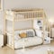 ZYLOYAL10 Hochbett 90x200 mit Sicherheits-Aufbewahrungsleiter, Bettgestell aus massivem Kiefernholz für Kinder und Jugendliche (Holzfarbe)