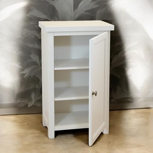 GROFurniture Snow White Slim Cabinet, Bathroom Storage Cabinet, Oak Painted Cupboard, Hallway Storage Unit, Storage Cupboard, Bathroom Unit or Kitchen storage unit