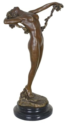 Bronze Skulptur „The Vine“ | Harriet Whitney Frishmuth 1921 | Art Deco Statue signiert auf Marmorsockel | Frauenfigur mit Rebe, Symbol für Natur & Eleganz | Höhe 42 cm, Breite 20 cm, Tiefe 24 cm