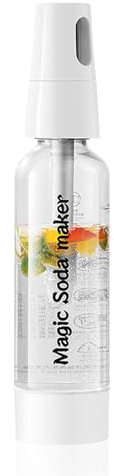Spalivivre Bottiglie per soda, 1 l, portatile, per bevande gassate, succhi di frutta, cocktail, per preparare bevande fresche e fresche a casa/bar (bianco)