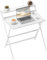 HOMCOM Scrivania Salvaspazio Pieghevole con Ripiano per Monitor, Tavolo per Computer Piccola e Richiudibile da Ufficio e Studio, in Acciaio, 81.5x62x86.5 cm, Bianco