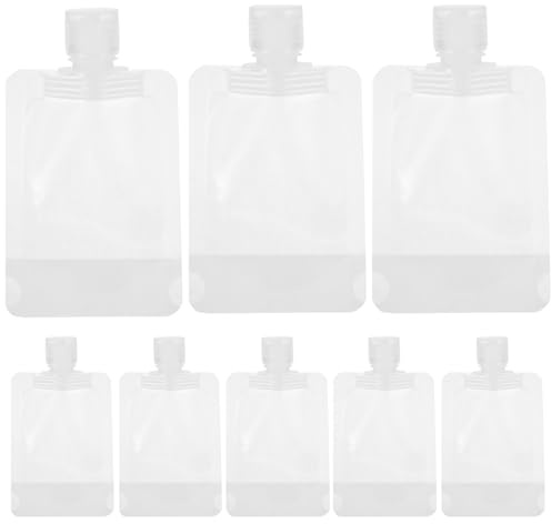NIYANGLE Reise Flüssigkeit Clamshell Saugdüse Tasche 16 Stück für Toilettenartikel Luftdicht Wiederverwendbare Nachfüllbeutel für Lotionen Shampoo Duschgel für Urlaub Camping