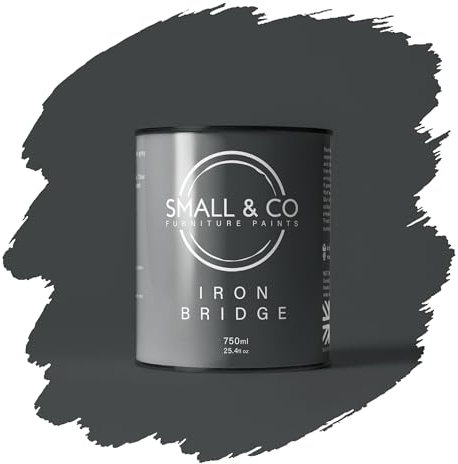 Small & Co Furniture Paint – Iron Bridge (charcoal iron grey—industrial and sleek) | Premium Water-Based Matte Acrylic for Cabinets & Wood | Strong Adhesion, Low Odour, Quick Dry | 750ml