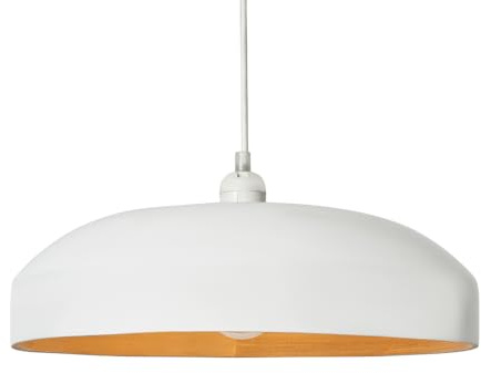 Litecraft Kane Light Shade 36.5cm Bamboo Diner Easyfit Ceiling Lampshade (White)