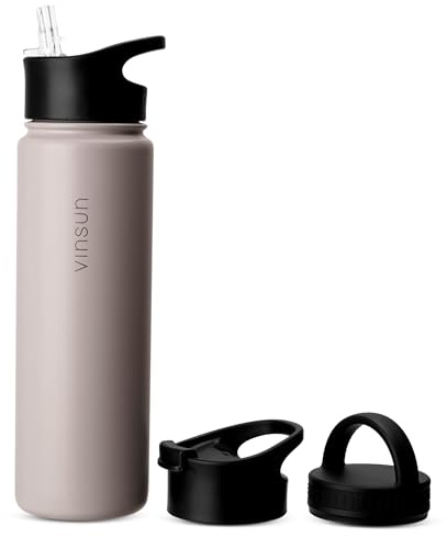 Vinsun Gourde Isotherme 750ml - Gourde Sport avec Paille | Ouverture pour Boire, Bouchon à Vis, Bouteille Isotherme Anti-Fuite, sans BPA, Reutilisable