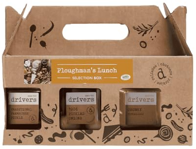 Ploughman's Lunch Selection Box - Pickles Gift to Accompany Cheese Boards | Jars: 1906 Pickled Onions, Traditional Farmhouse Pickle & Chunky Piccalilli