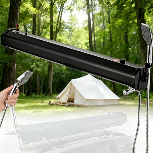 Tragbare Dachgepäckträger-Dusche mit Druckwasserbehälter, verstellbarem Duschkopf und Schlauch für Offroad-Camping, SUV, LKW, Wohnmobil, Overlanding und Outdoor-Abenteuer 18L (4.8 gal)