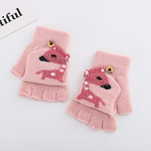 Generisch Winter gestrickte Top-Handschuhe Kinderfäustlinge Flip Convertible fingerlose warme Kinderhandschuhe Fäustlinge (One Size)