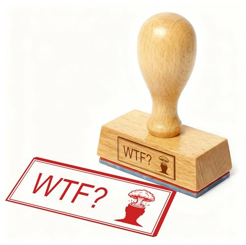 Dekolando Bürostempel WTF? Explodierender Kopf Stempel – Holzstempel 48x18 mm für Dokumente – what the f***, schockiert – Büroartikel – Büro & Buchhaltung
