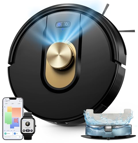 Vexilar Cleanova W9 robotdammsugare, 8 000 pa/150 min robotdammsugare, Lidar-navigering med kartografi, virtuella områden, Alexa/APP, idealisk för golv, djurhårmattor