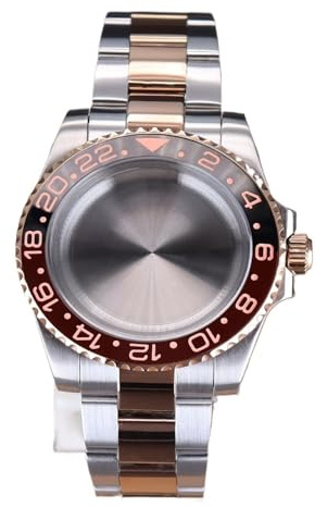 Gladiaond 1 Stück 40-mm-Taucheruhrengehäuse Root Beer GMT Rose for NH35, NH36, NH38/34, Miyota 8215, ETA 2824 Automatikwerk, 28,5-mm-Zifferblatt