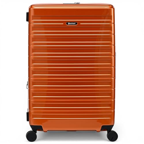 Eminent Voyager Koffer Groß XL leicht, Hartschalenkoffer Trolley | Reisekoffer groß XXL, 4,4 kg leicht, 112L, 158 cm für 23 kg, erweiterbar 77x51x30 auf 34, TSA Schloss, 4 Rollen, Orange