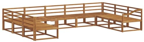 vidaXL Outdoor-Sofagarnitur 9 pcs Natur Massivholz Akazie, Outdoor modernes Sofa Set, robuste Patiosammlung, vielseitige Gartenmöbel, Sectional Lounger für Entspannung im Hinterhof