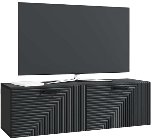 vidaXL Wandmontierter TV-Schrank Schwarz 98 x 31 x 30 cm Holzwerkstoff, Wohnzimmer, moderner rechteckiger Stauraum, wandmontierte Medienkonsole, platzsparendes Möbel für Dein Zuhause