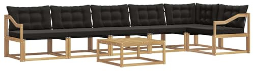 vidaXL Outdoor-Sofagarnitur 7 pcs Weiß und Schwarz 79 x 79 x 37 cm, Garten Sofa für draußen, modernes Lounge Set, langlebige Möbel für die Terrasse, bequemes Sitzen