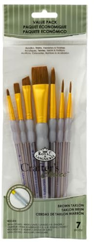 Royal and Langnickel Crafter's Choice Flat Taklon Variety Brush Set - Brown (Pack of 7)