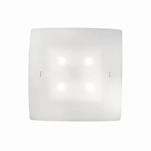 Ideal Lux CELINE PL4 Suitable for Indoor Use E27 White – Wall Lighting (Surfaced, Bedroom, Children 's Room, Living Room, White, Glass, Metal, IP20, Square)