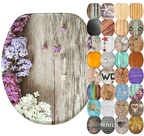 Sanilo Soft Close Toilet Seat, Wide Choice of Wooden Toilet Seats, Stable Hinges, Easy to Mount (Lilac)