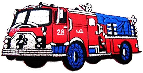 Aufnäher Bügelbild Aufbügler Iron on Patches Applikation Feuerwehr 11,5 x 6cm Farbe: Rot