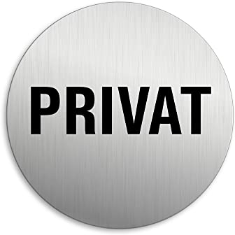 Schild Privat Ø 75 mm Türschild Aluminium Edelstahloptik Nr.8516-K
