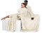 DecoKing Decke mit Ärmeln Geschenke für Frauen und Männer 150x180 cm Creme Microfaser TV Decke Kuscheldecke Weich Lazy
