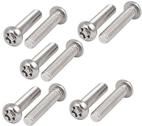 sourcing map M6x30mm Vis Inviolable Tête Bombée Torx Bouton 304 Acier Inoxydable Sécurité 10pcs