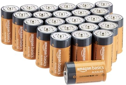 Amazon Basics, 24 batterie alcaline C multiuso, 1,5 Volt, durata di 5 anni