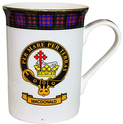 I LUV LTD China Coffee Mug Macdonald Clan Crest Gold Rim Scottish Made